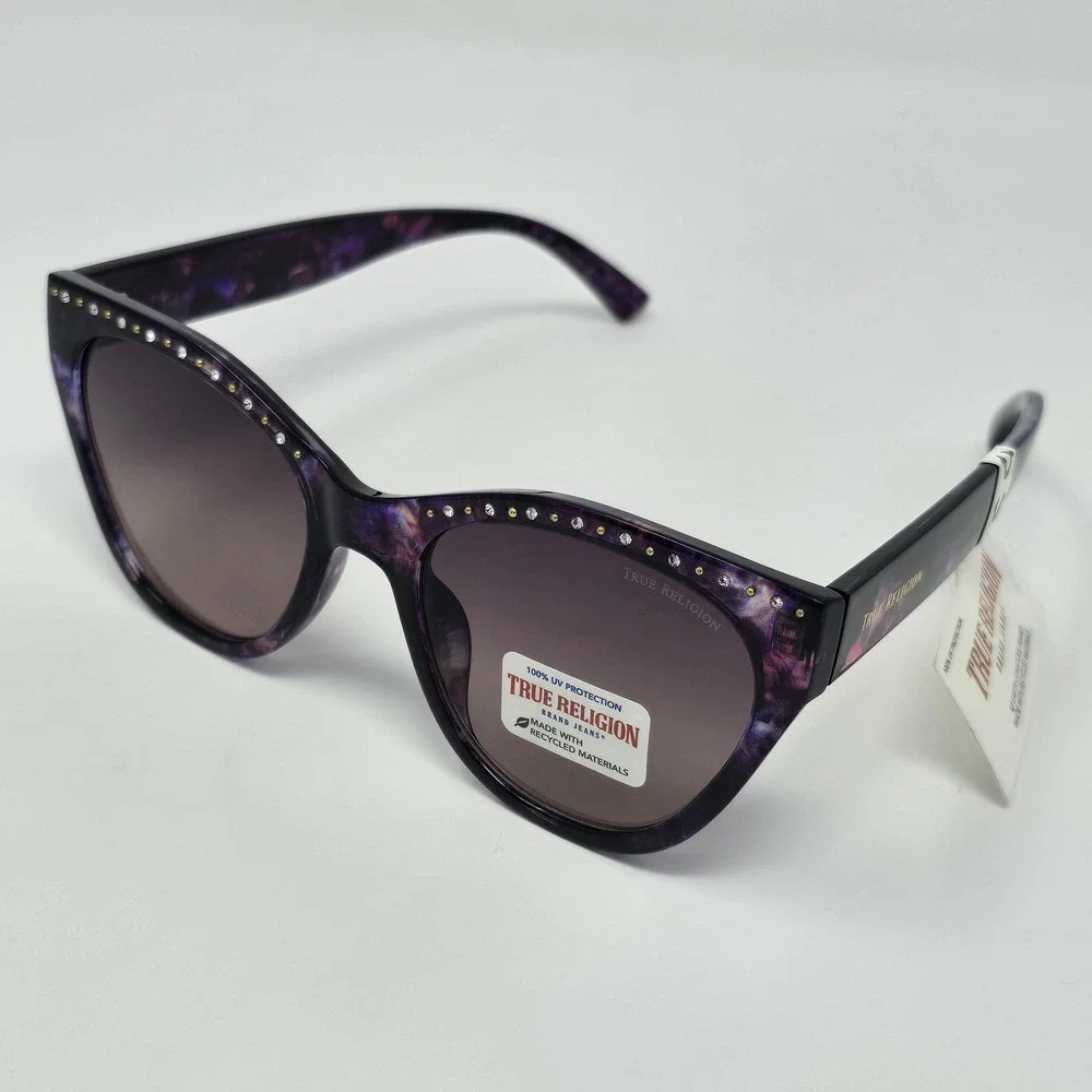 True Religion Sunglasses Womens One Size‎ Purple Cat Eye Rhinestone UV TR56398-E